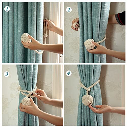 Gardinholdere i makramé med træstang