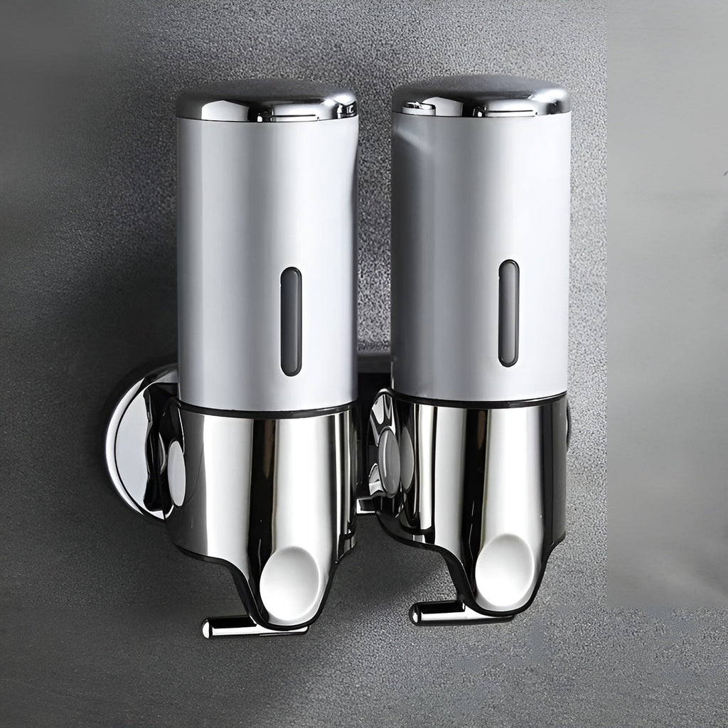 Vægmonteret sæbedispenser 500 ml i rustfrit stål og krom til badeværelse og køkken, enkelt, dobbelt eller tredobbelt