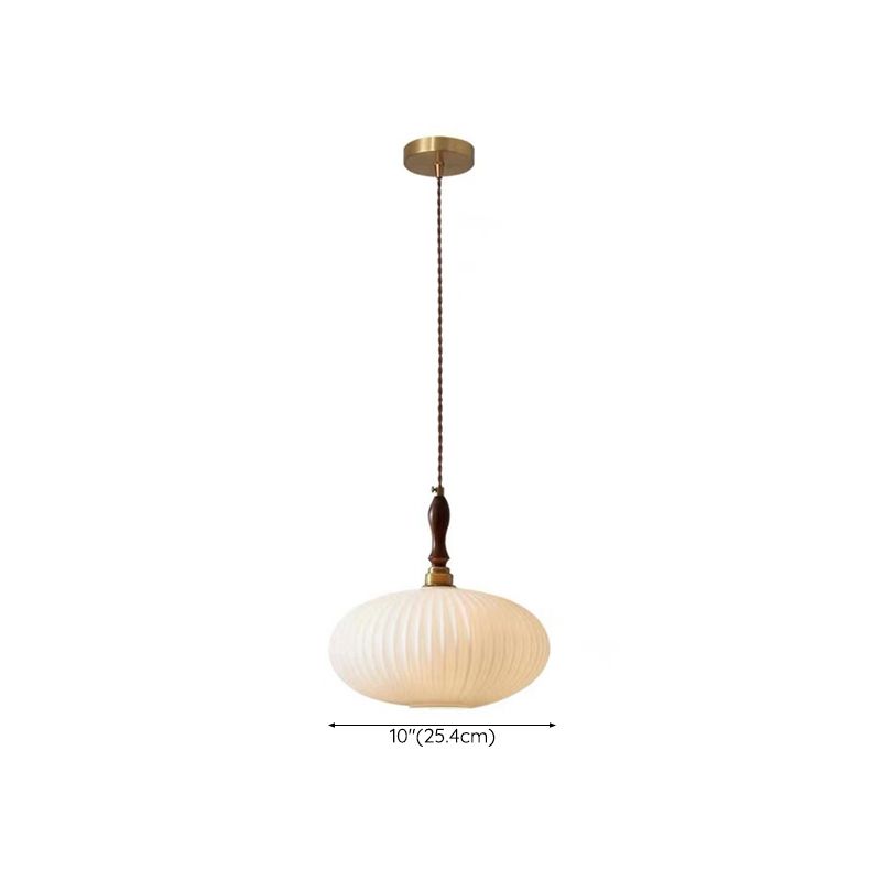 Pendel i opalglas, kuppelform, valnøddetræ, 25 cm, moderne klassisk design til spisestue, køkken, stue og café