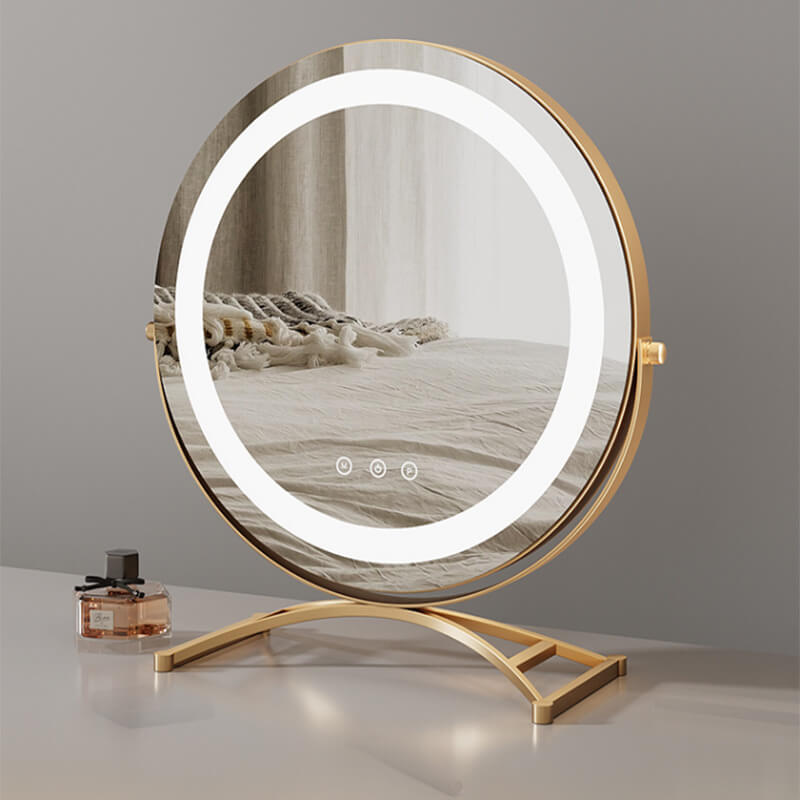 Makeupspejl med LED-lys, genopladeligt, 40 cm, 360° drejeligt, dæmpbart, 3 lysindstillinger