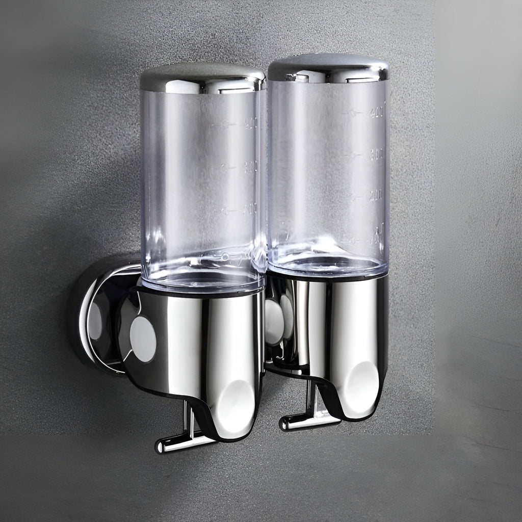 Vægmonteret sæbedispenser 500 ml i rustfrit stål og krom til badeværelse og køkken, enkelt, dobbelt eller tredobbelt
