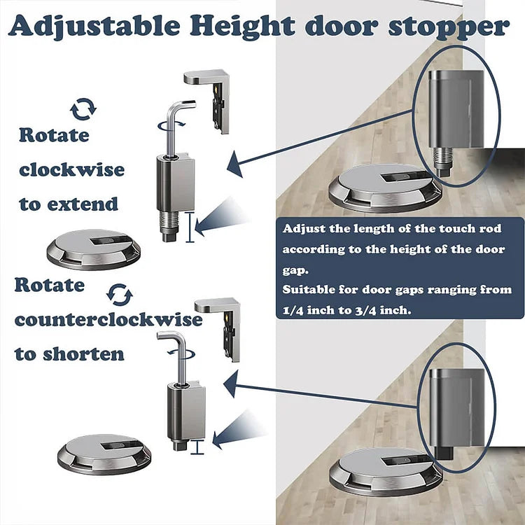 Butée de porte sol verrouillage par pression alliage de zinc mécanique design inox | Hjemvia