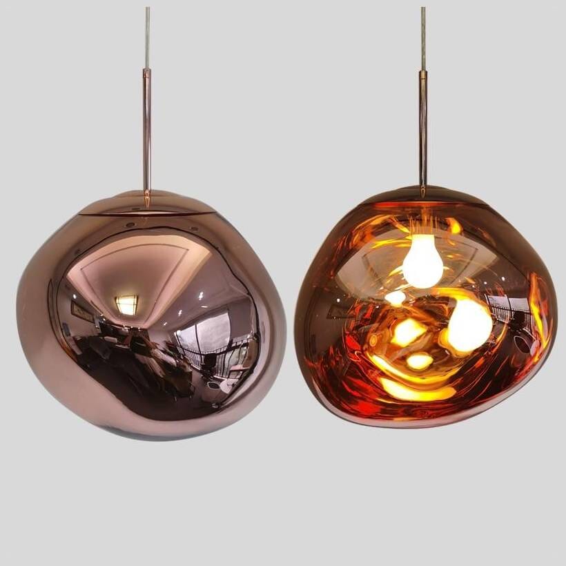 Moderne Lava-pendel med kugle i glas eller PVC og justerbar ophængshøjde
