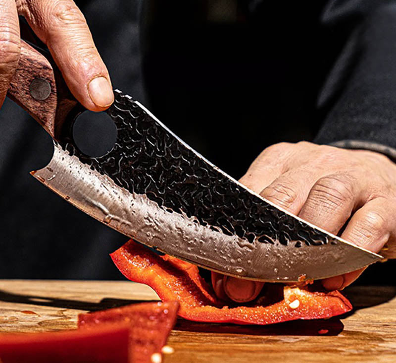 Japansk kokkekniv 20 cm i rustfrit stål med træskaft