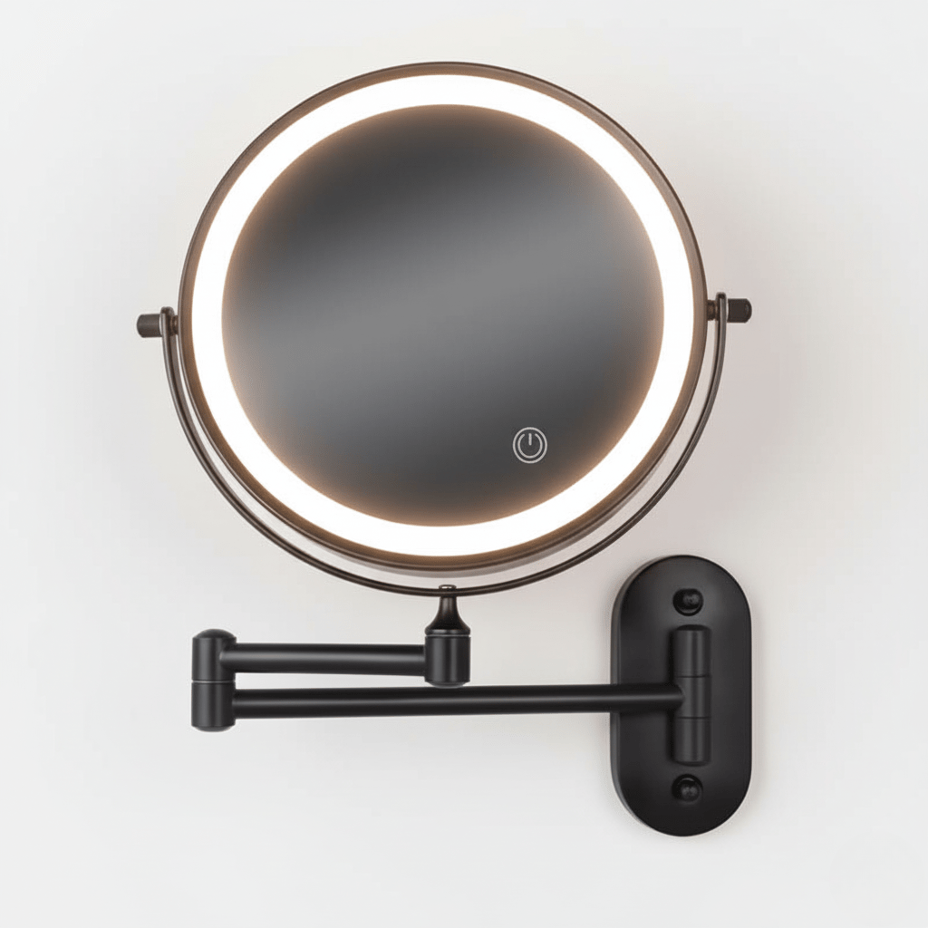 Genopladeligt LED-forstørrelsesspejl, dæmpbart, til makeup og badeværelse