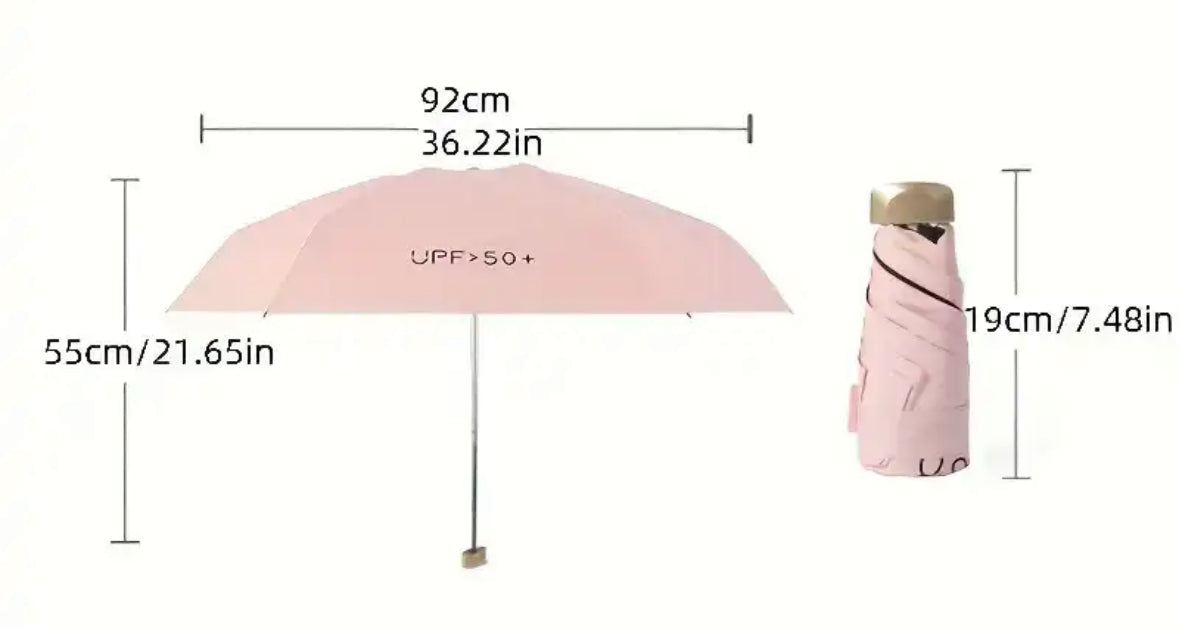 Mini paraply til rejsen, vindtæt med UV-beskyttelse