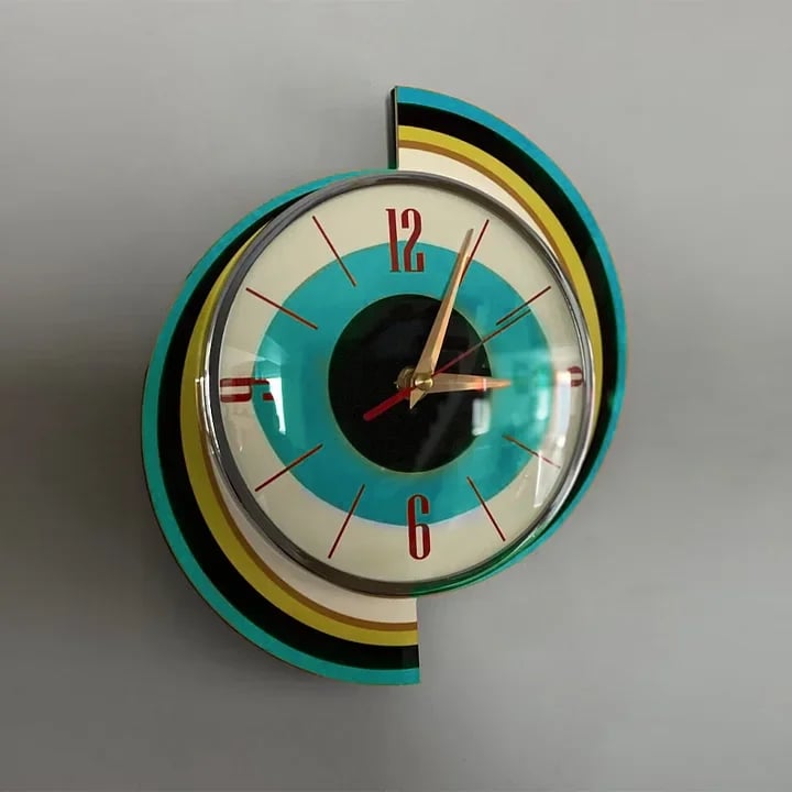 Håndlavet vægur 40x40 cm i retrostil til stuen, lydløst værk, strålende design, dekorativt, batteridrevet, moderne