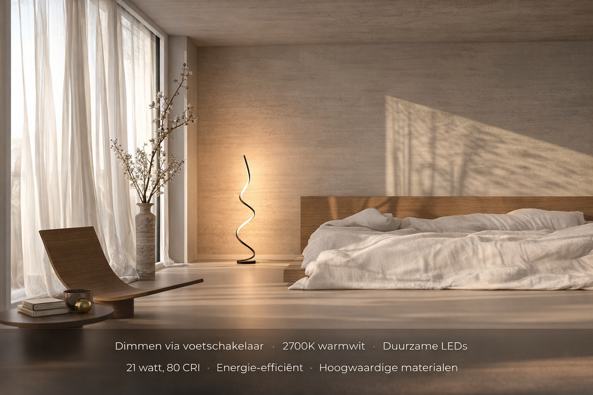 Hjemvia | Lampadaire LED minimaliste en spirale | Dimmable | Lampe sur pied design moderne