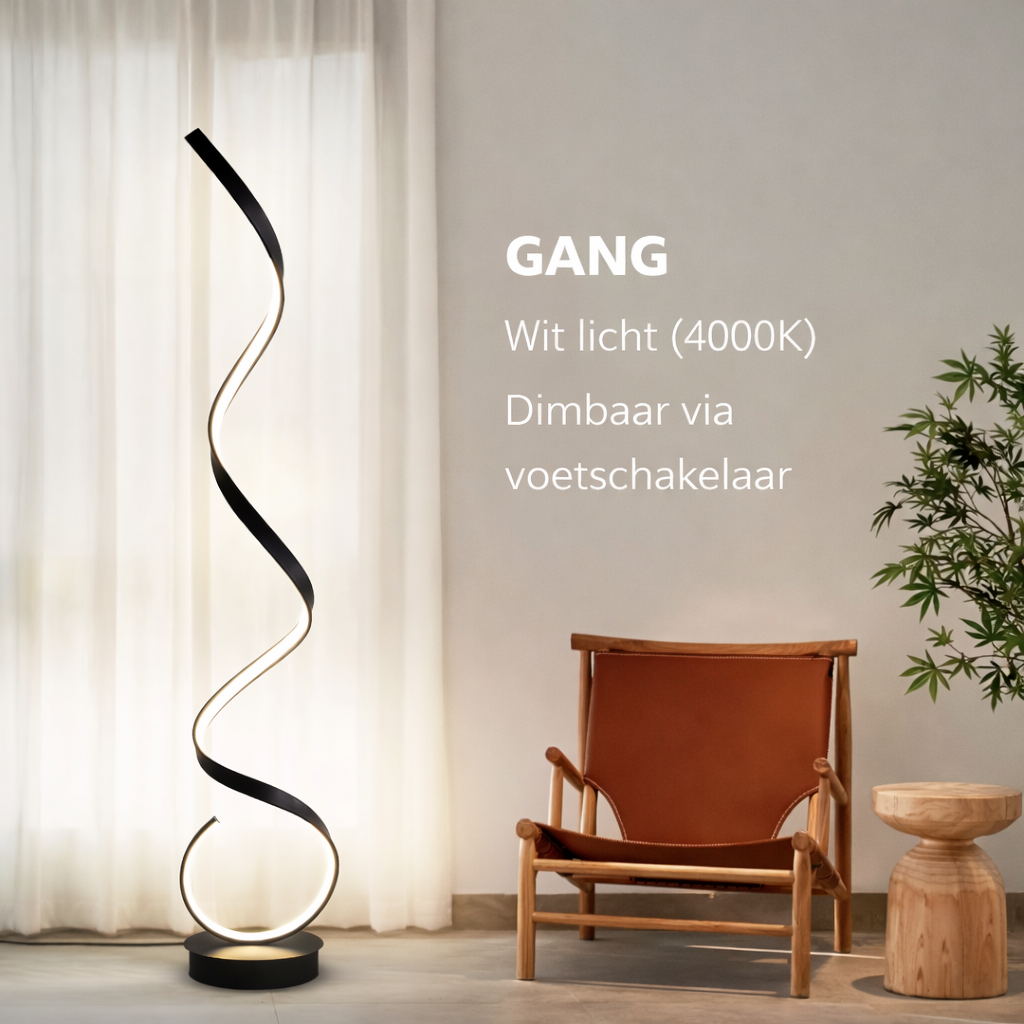 Hjemvia | Lampadaire LED minimaliste en spirale | Dimmable | Lampe sur pied design moderne