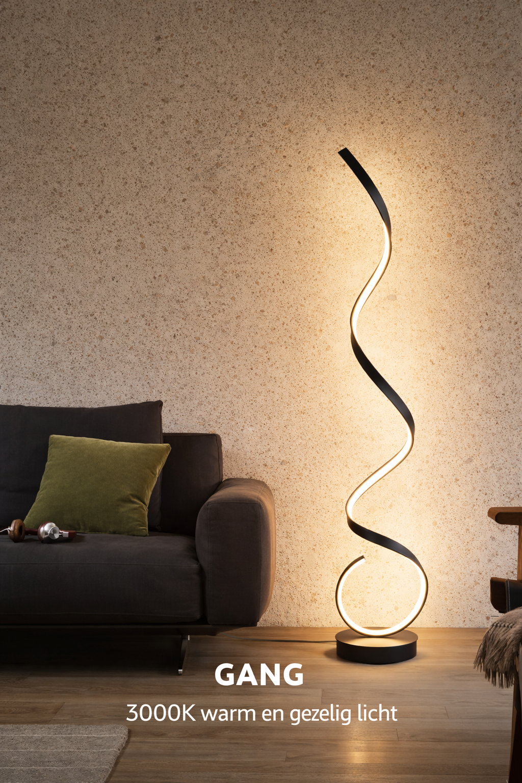 Hjemvia | Lampadaire LED minimaliste en spirale | Dimmable | Lampe sur pied design moderne
