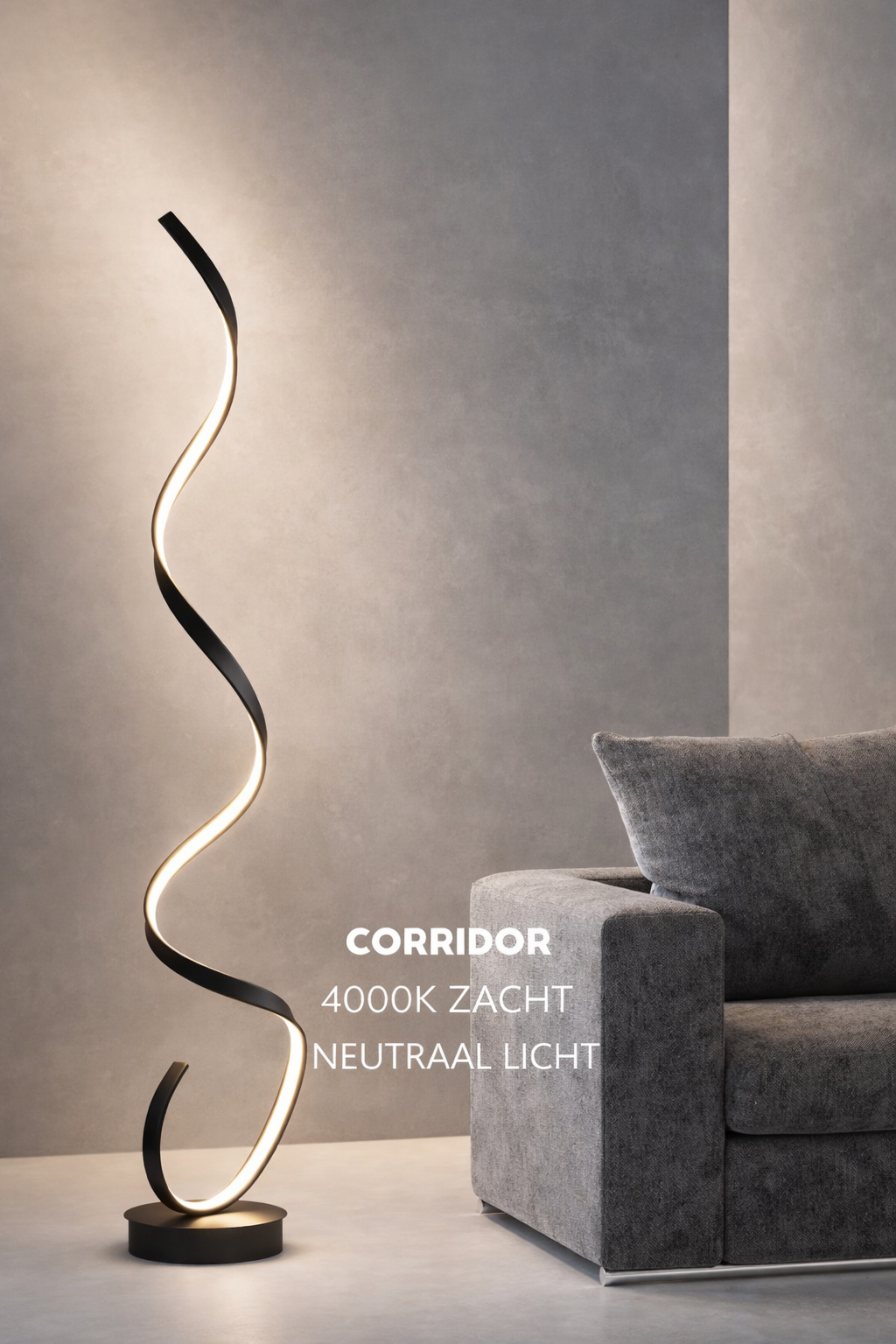 Hjemvia | Lampadaire LED minimaliste en spirale | Dimmable | Lampe sur pied design moderne