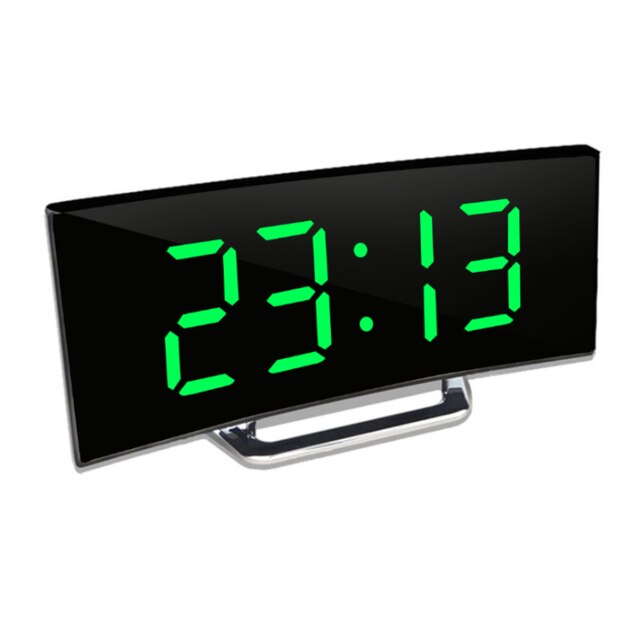 Digitalt vækkeur med buet LED-display og auto-dæmpning