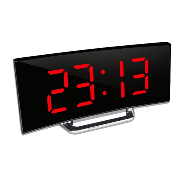 Digitalt vækkeur med buet LED-display og auto-dæmpning