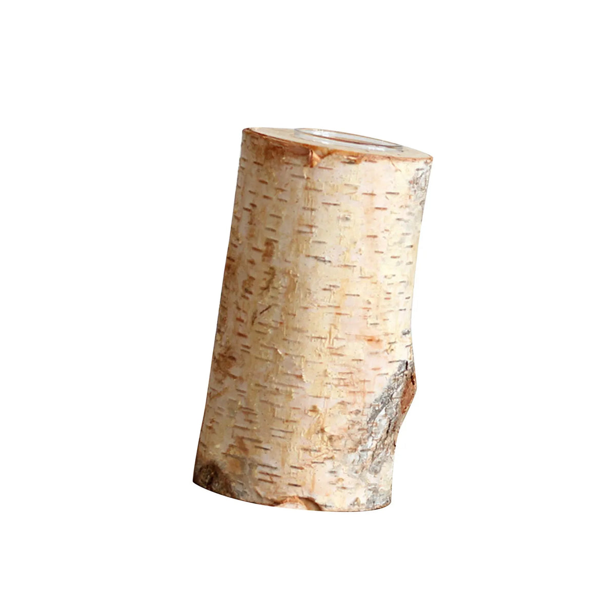 Fyrfadsstage i træ til spisebordet, birketræ med indsats i borosilikatglas, 5, 10, 15 og 20 cm, håndlavet, rustik