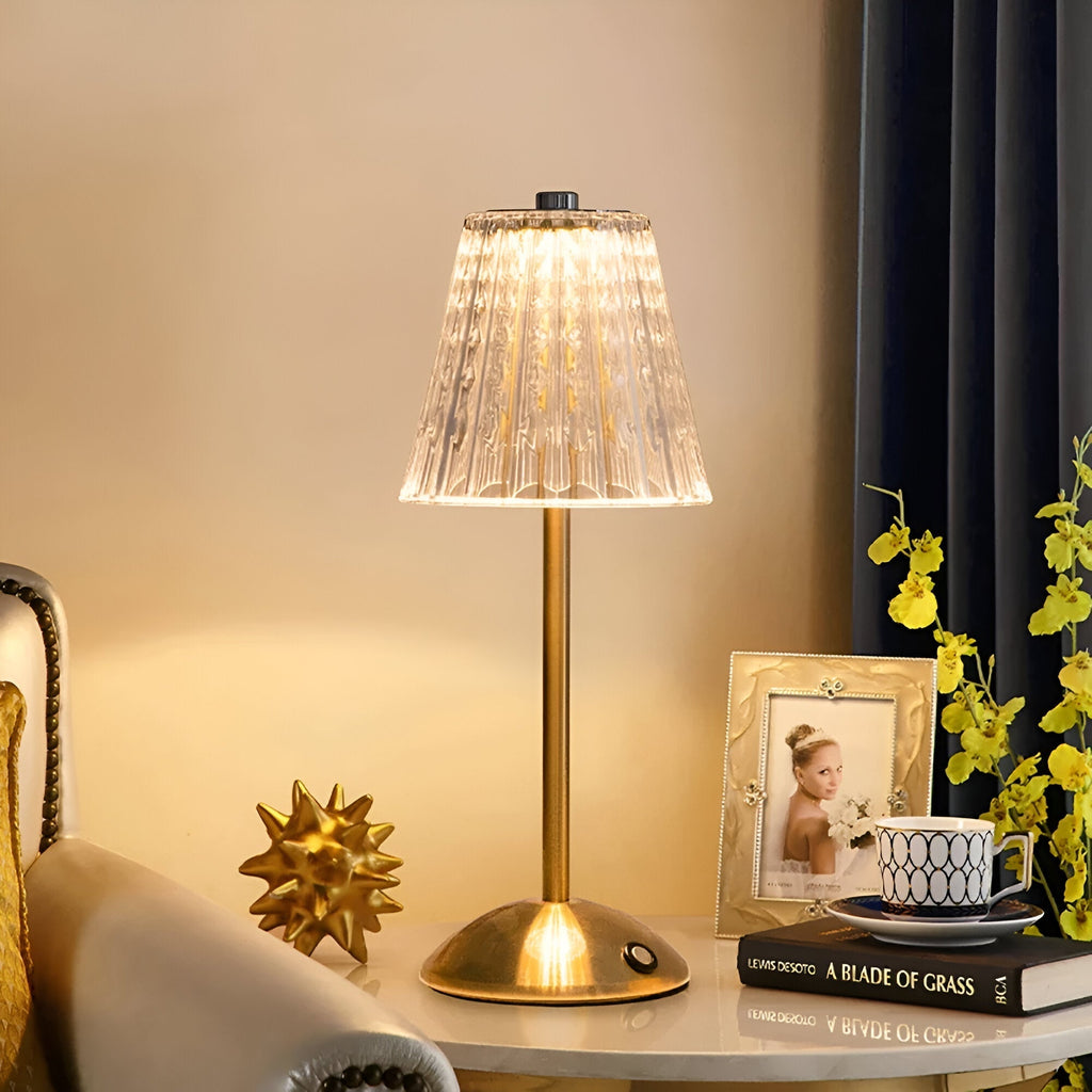 Trådløs bordlampe til spisebordet, 30 cm høj, i glas, touchbetjening, 3 lysfarver, 3600 mAh, USB-C