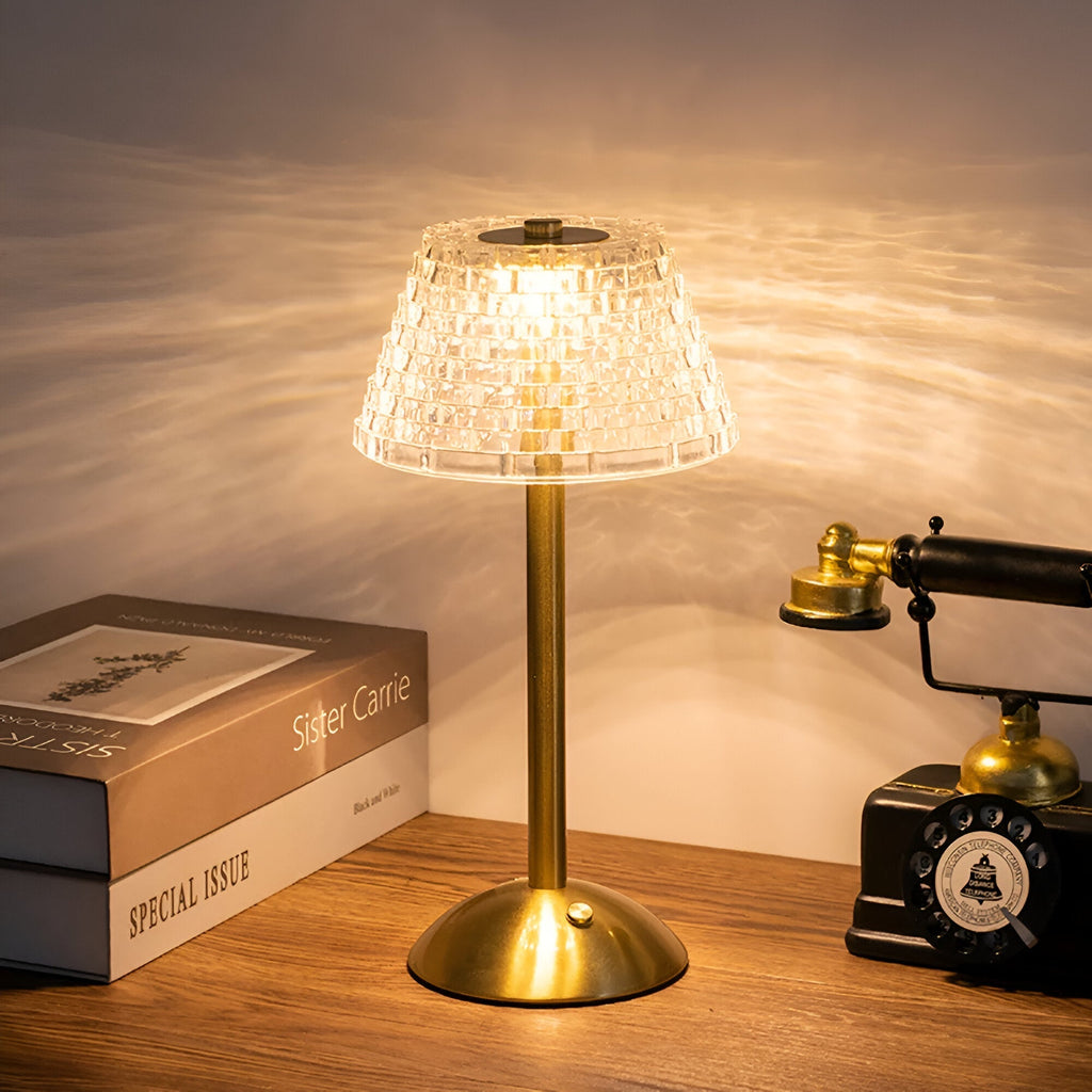 Trådløs bordlampe til spisebordet, 30 cm høj, i glas, touchbetjening, 3 lysfarver, 3600 mAh, USB-C