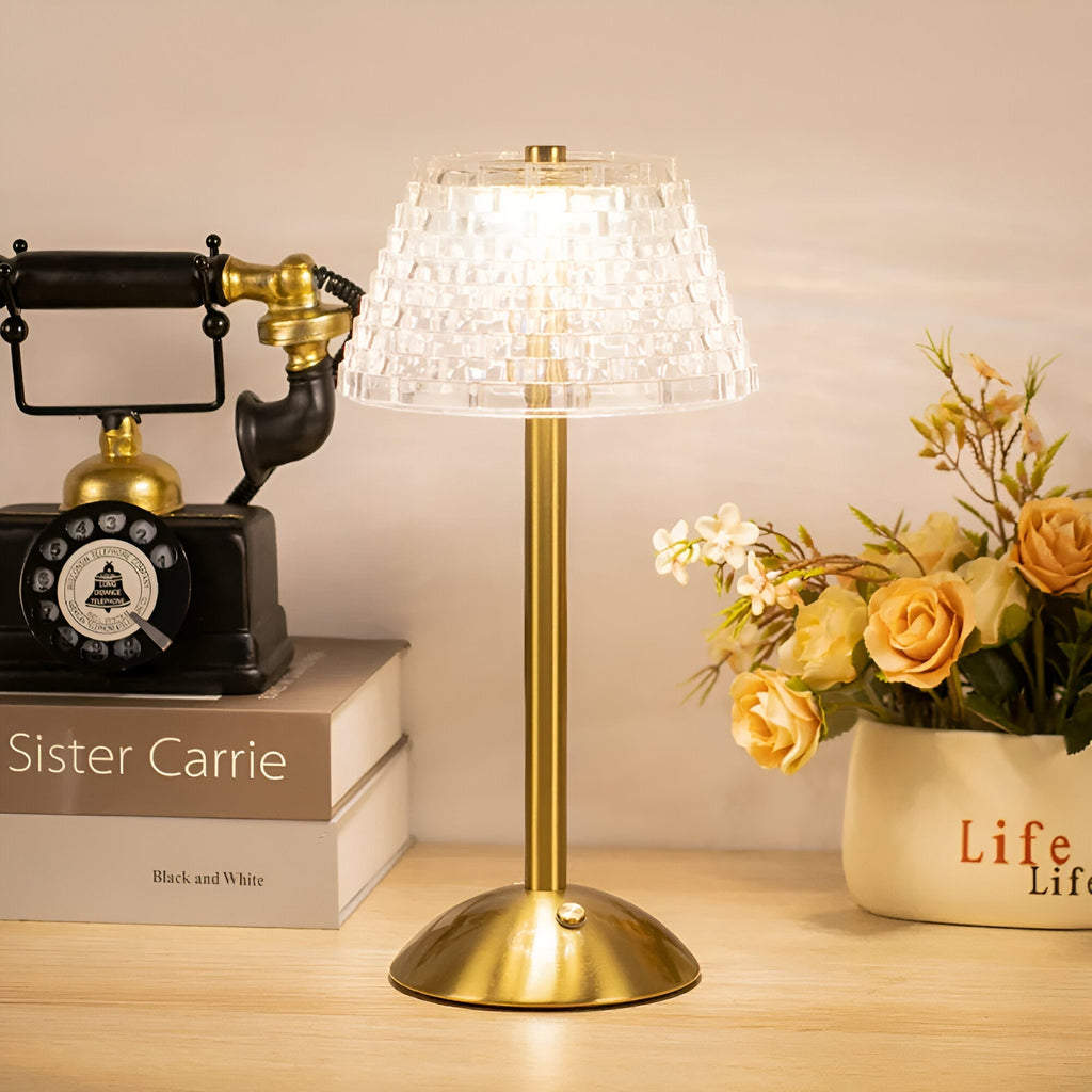 Trådløs bordlampe til spisebordet, 30 cm høj, i glas, touchbetjening, 3 lysfarver, 3600 mAh, USB-C