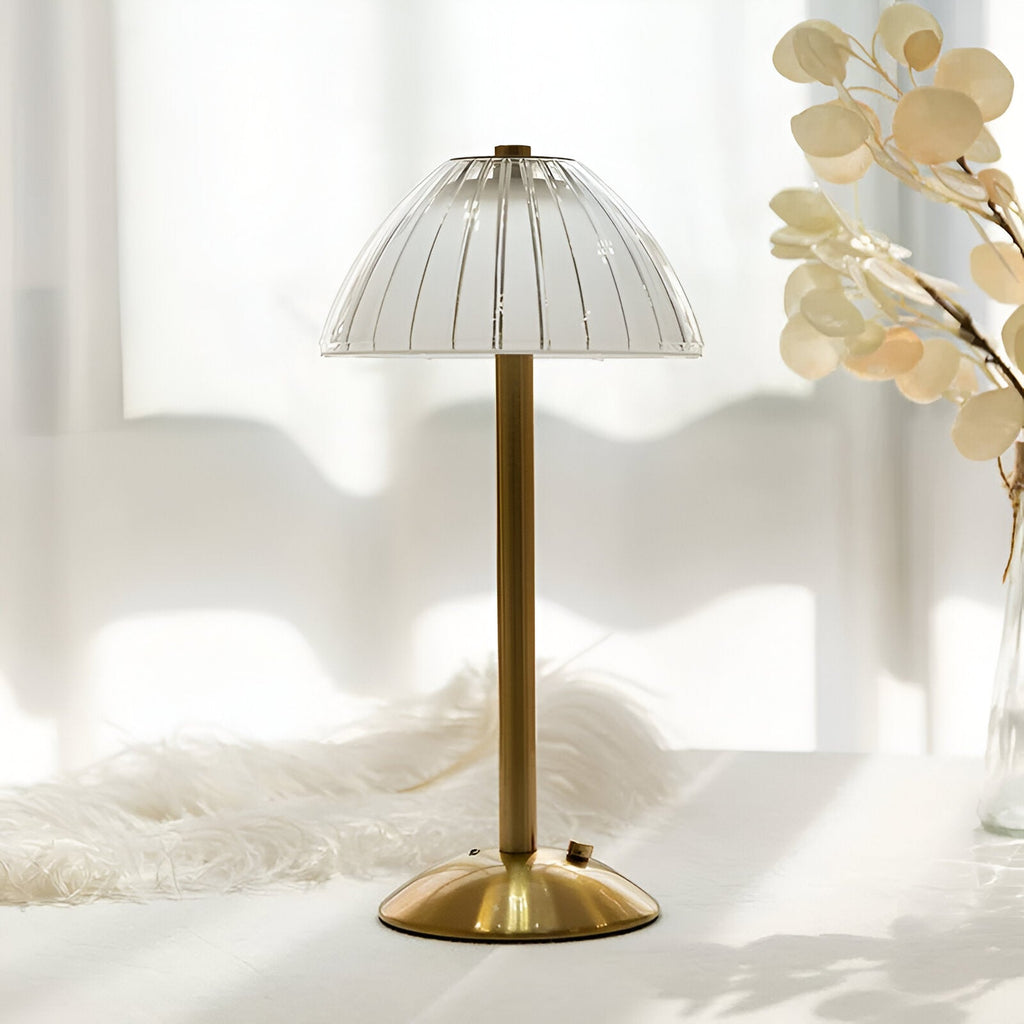 Trådløs bordlampe til spisebordet, 30 cm høj, i glas, touchbetjening, 3 lysfarver, 3600 mAh, USB-C