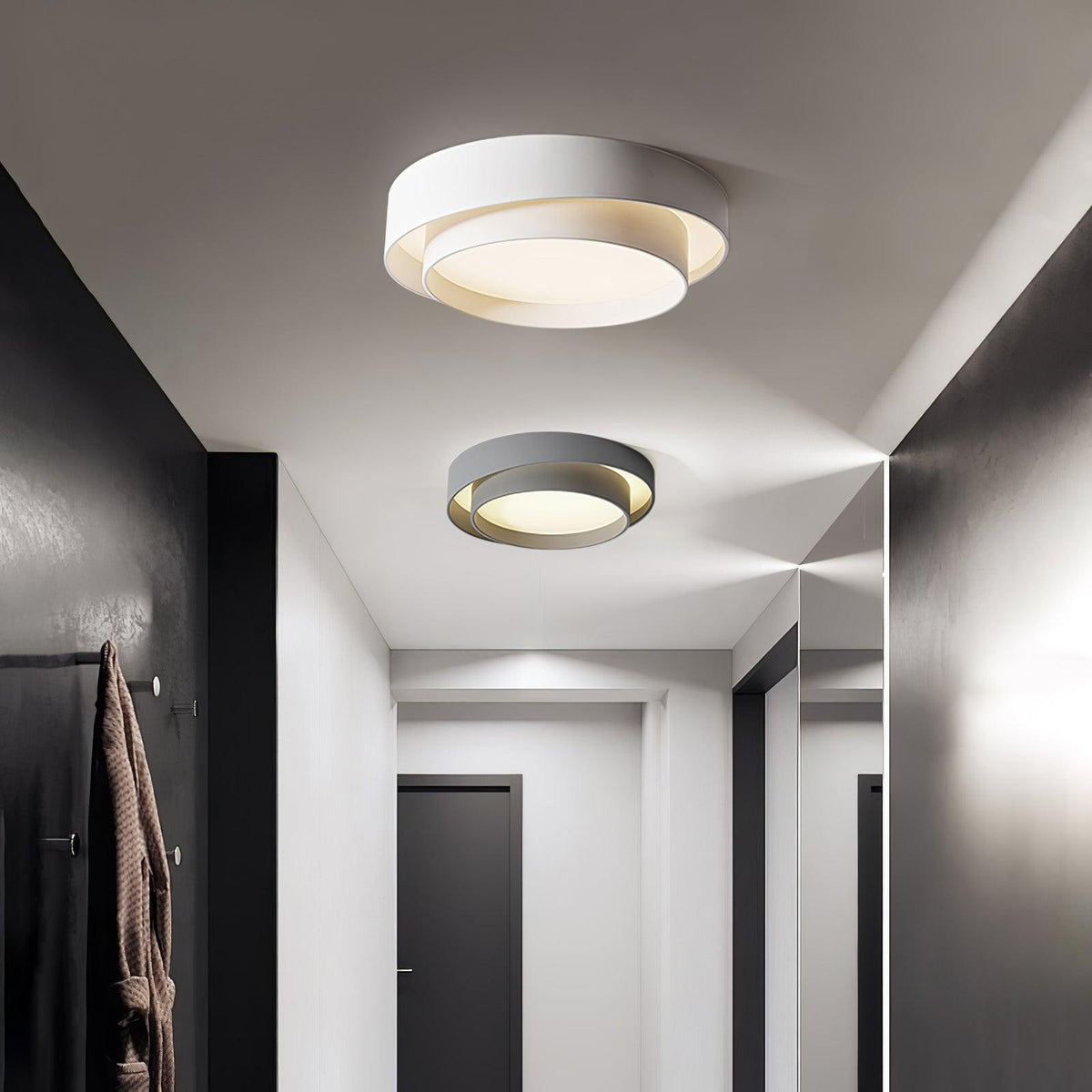 Cylindrisk loftlampe i jern og akryl, hvid, grå eller sort, til stue og soveværelse, LED 3000K 4000K 6000K, Ø 40