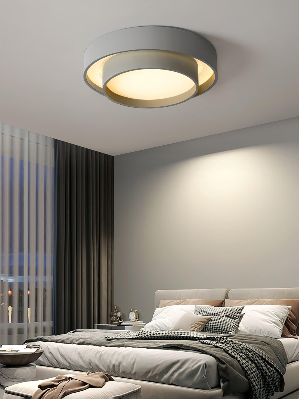 Cylindrisk loftlampe i jern og akryl, hvid, grå eller sort, til stue og soveværelse, LED 3000K 4000K 6000K, Ø 40