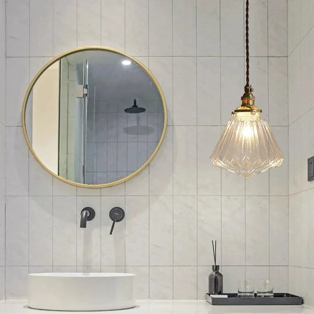 Pendel i transparent krystalglas, skandinavisk retro, E27, 15 cm, LED, til spisestue og stue, minimalistisk