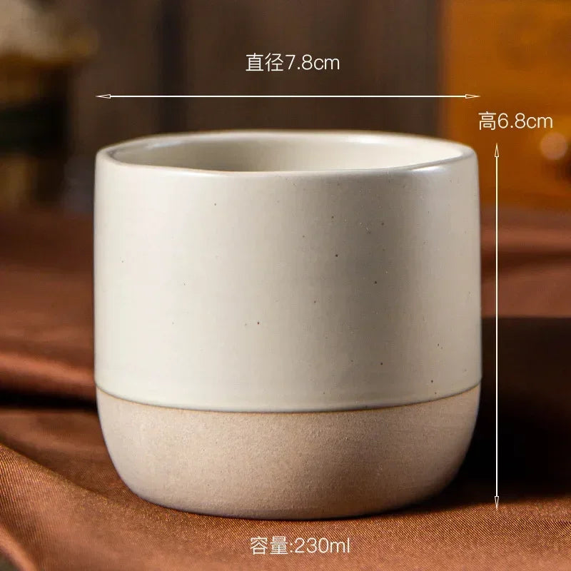 Japandi kaffekop i håndlavet keramik, espressokop, tekop i japansk stil, 100 ml 180 ml 230 ml, wabi-sabi stentøj