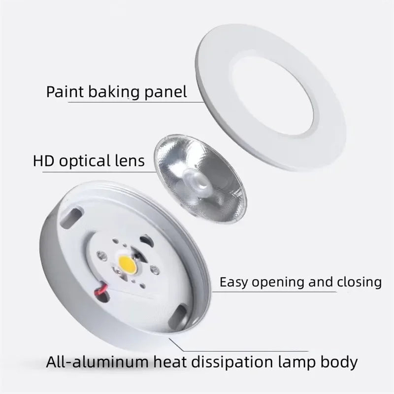 Påbygningsspot til køkkenloft, LED, blændfri, aluminium, 7 W til 20 W, hvid