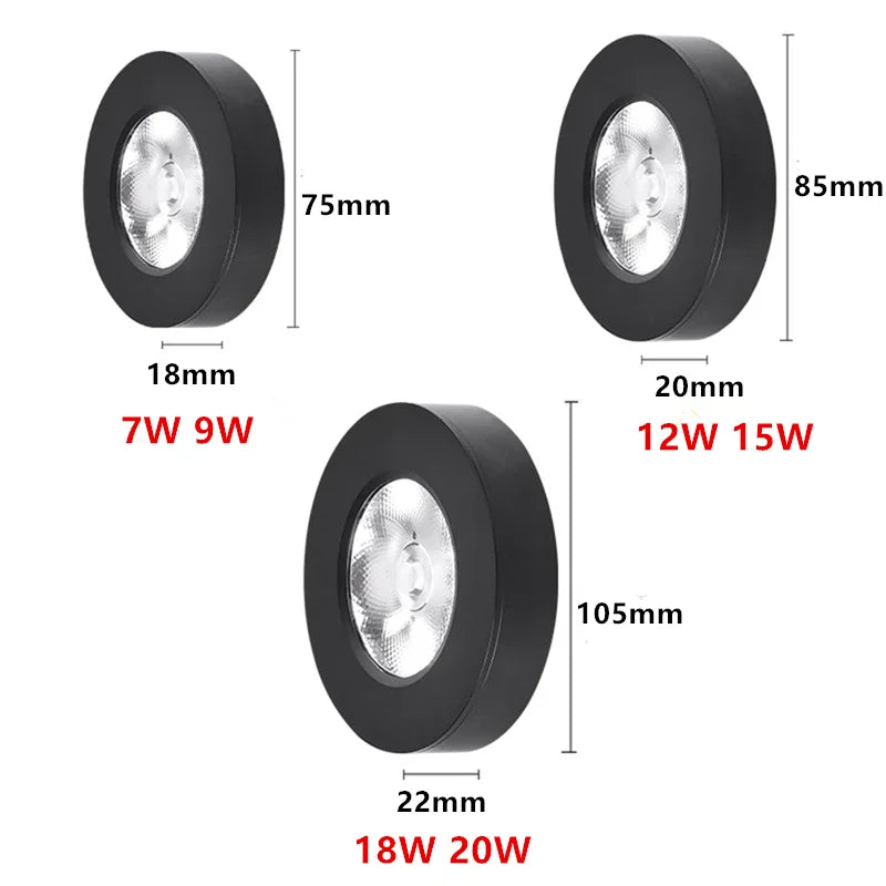 Påbygningsspot til køkkenloft, LED, blændfri, aluminium, 7 W til 20 W, hvid