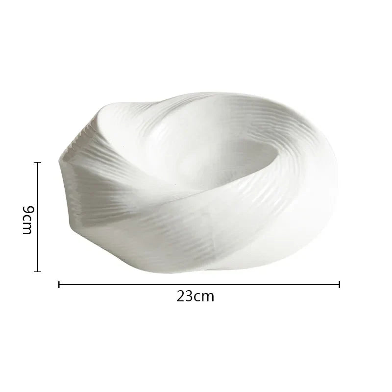 Bol à pâtes en céramique de 20 cm, motif en spirale, ivoire, lavable au lave-vaisselle | Hjemvia