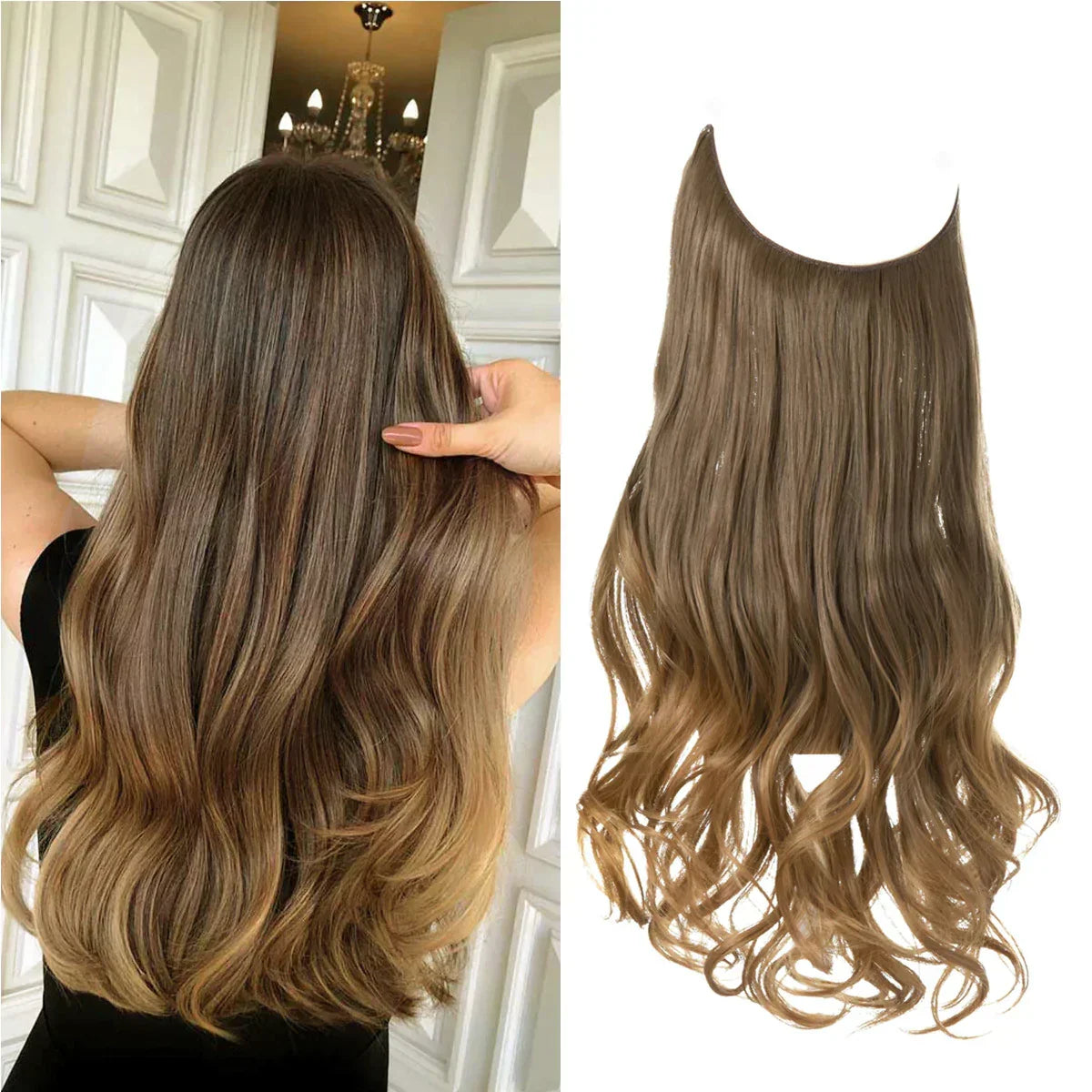 Halo hair extensions med usynlig tråd, 35-45 cm