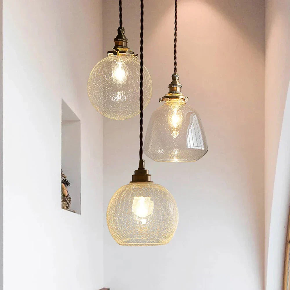 Pendel i transparent krystalglas, skandinavisk retro, E27, 15 cm, LED, til spisestue og stue, minimalistisk