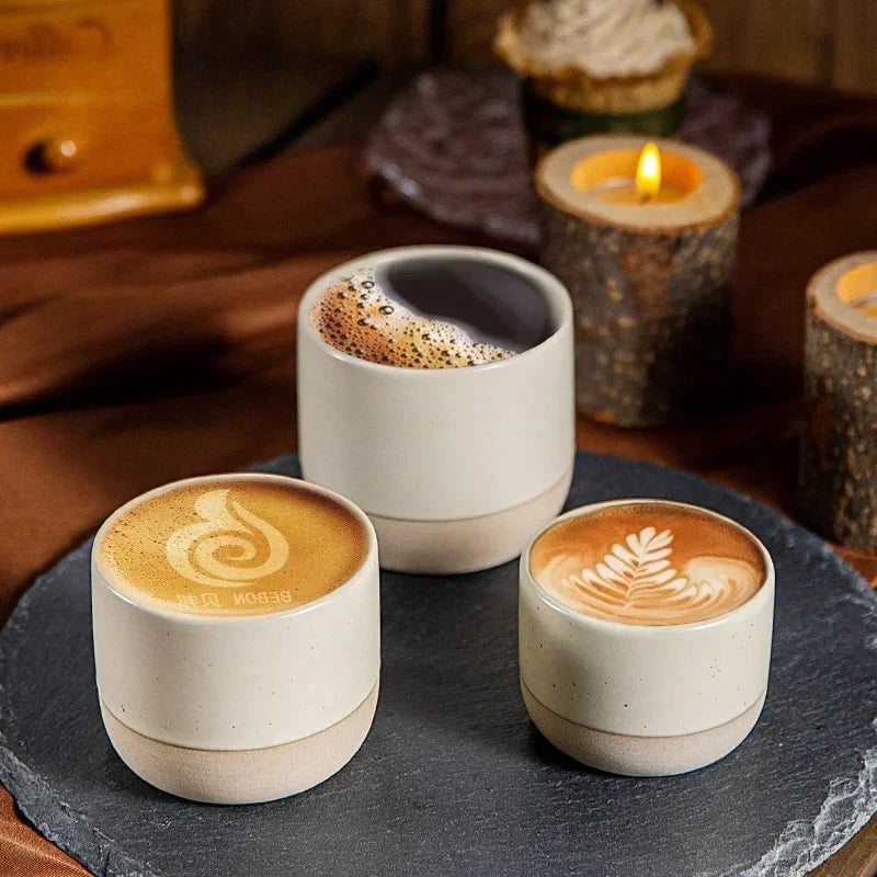 Japandi kaffekop i håndlavet keramik, espressokop, tekop i japansk stil, 100 ml 180 ml 230 ml, wabi-sabi stentøj