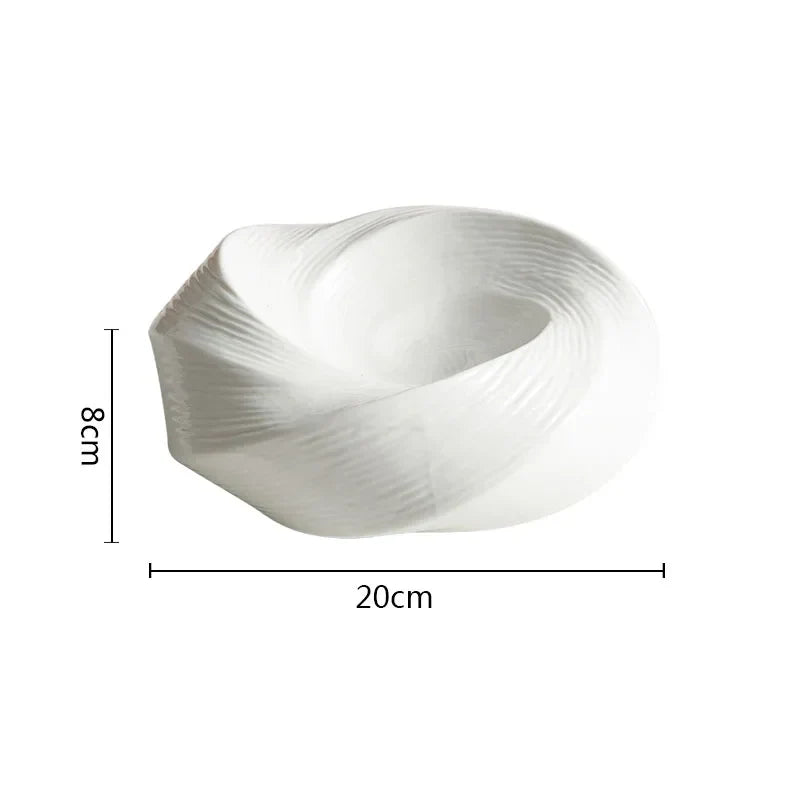Bol à pâtes en céramique de 20 cm, motif en spirale, ivoire, lavable au lave-vaisselle | Hjemvia