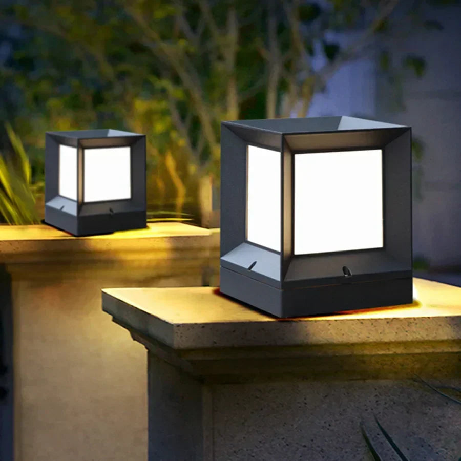 Udendørs standerlampe til indkørsel og låge, 12 W LED, moderne, sort