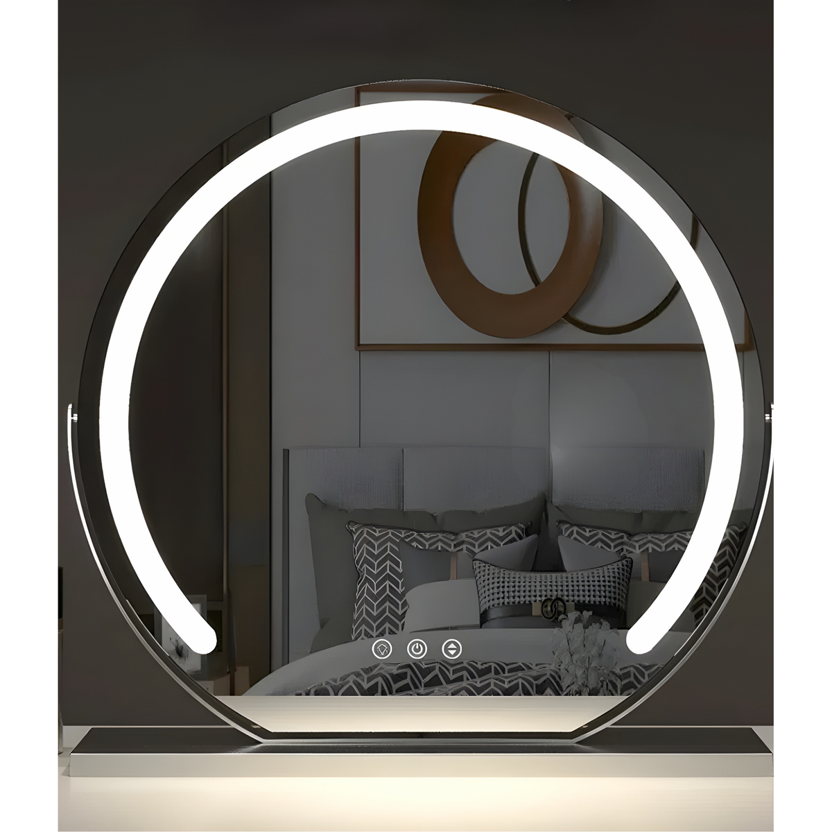 Rundt LED-makeupspejl med dæmpbart lys, 40-50-60 cm