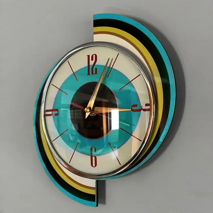 Håndlavet vægur 40x40 cm i retrostil til stuen, lydløst værk, strålende design, dekorativt, batteridrevet, moderne