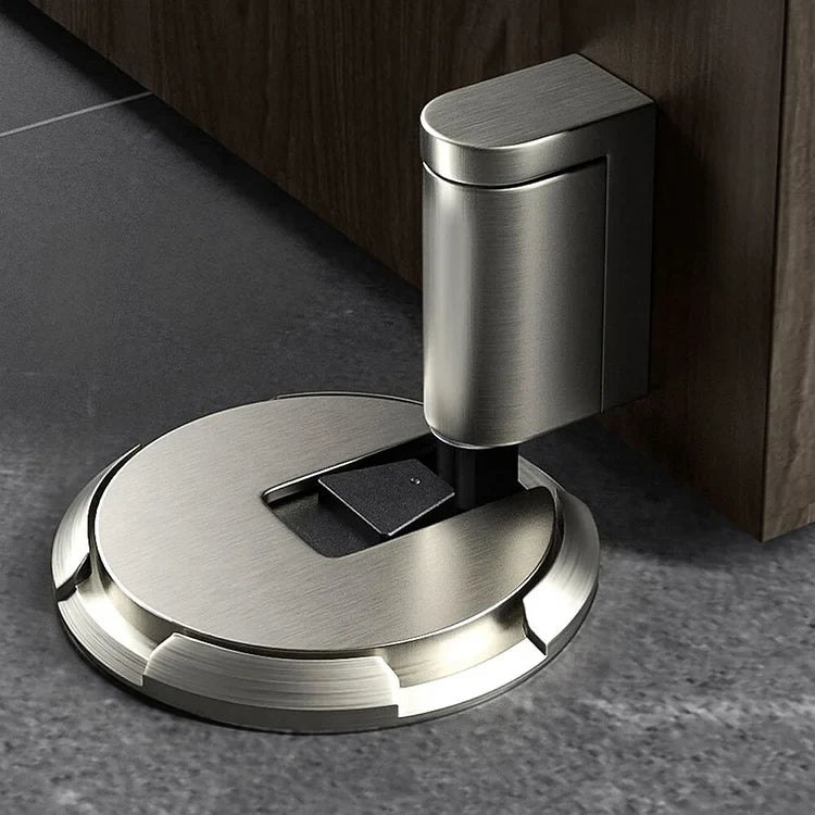 Butée de porte sol verrouillage par pression alliage de zinc mécanique design inox | Hjemvia