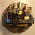 Væghylde i whiskyfad, genbrugt eg, 30x30x16 cm, rustik industriel stil, vægdekoration og opbevaring