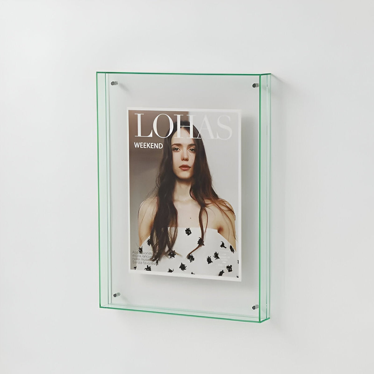 Minimalistisk transparent fotoramme i akryl, stående eller hængende, A4 og A5, moderne skandinavisk design