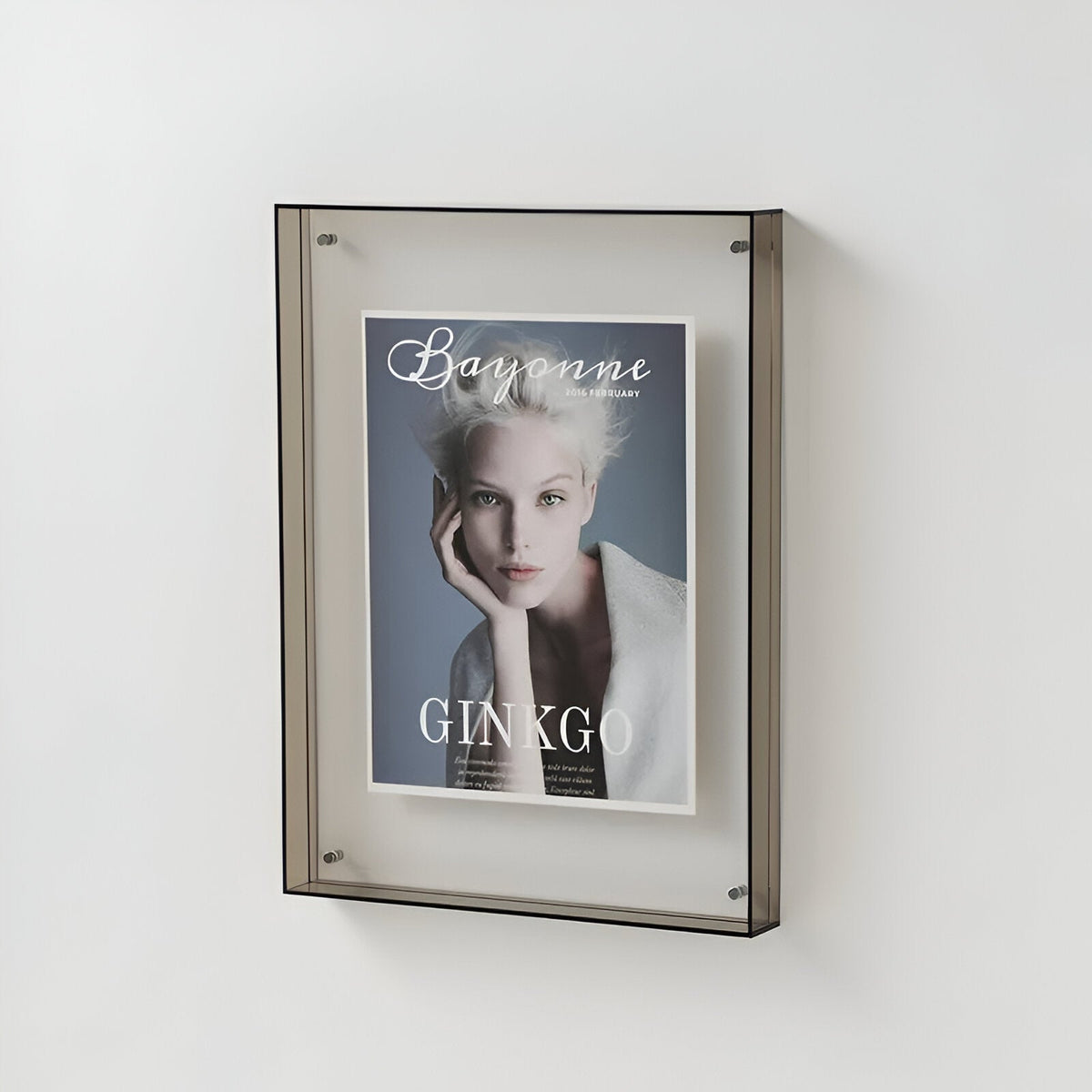 Transparent fotoramme i akryl, moderne vægramme med blå kant, vægdekoration, minimalistisk billedramme, plakatholder