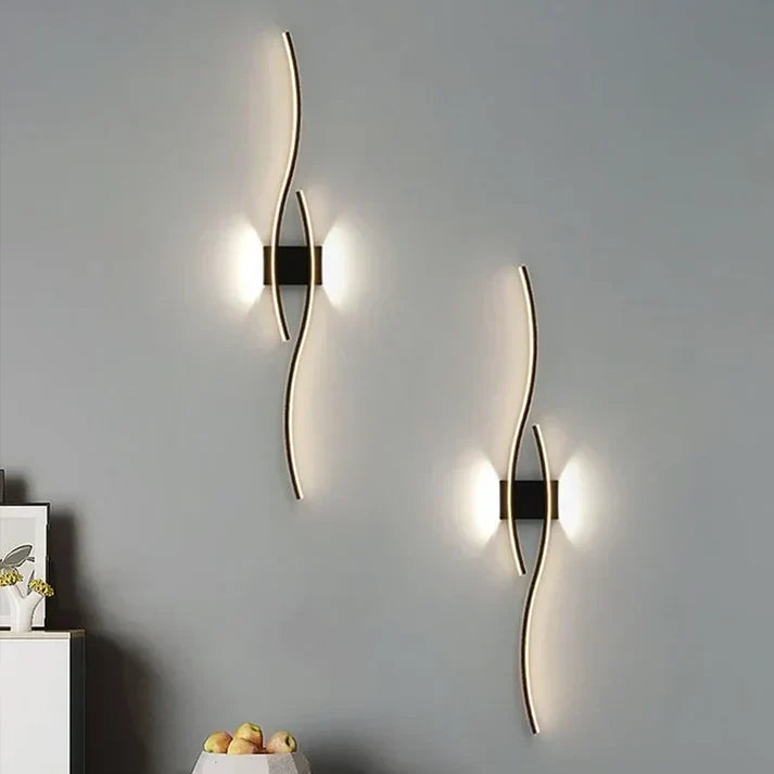 LED-væglampe i bølgeform, 60 x 15 cm