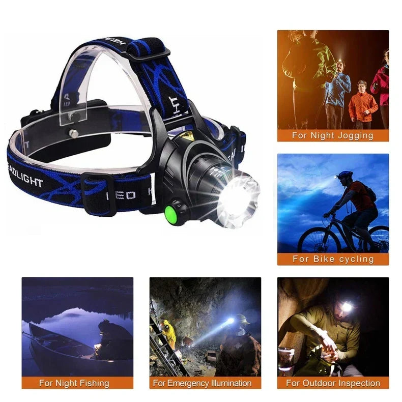 LED-pandelampe med zoom, 2000 lumen og genopladeligt batteri