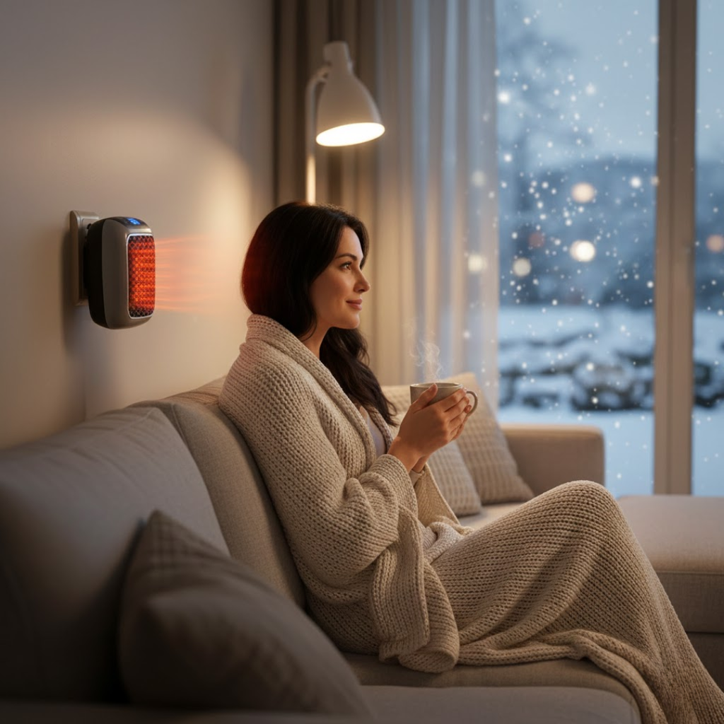 Kompakt varmeblæser på 800 W med timer