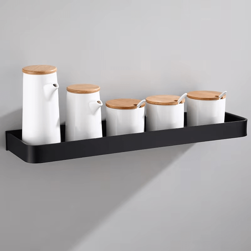 Væghylde med håndklædeholder til bruseren, selvklæbende montering uden boring, rustfrit stål og ABS, 30-50 cm