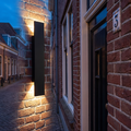 Udelampe til hoveddøren, IP65, aluminium, LED op- og nedlys, varm hvid, sort, fra 9,7 til 61 cm, til facade og indgang