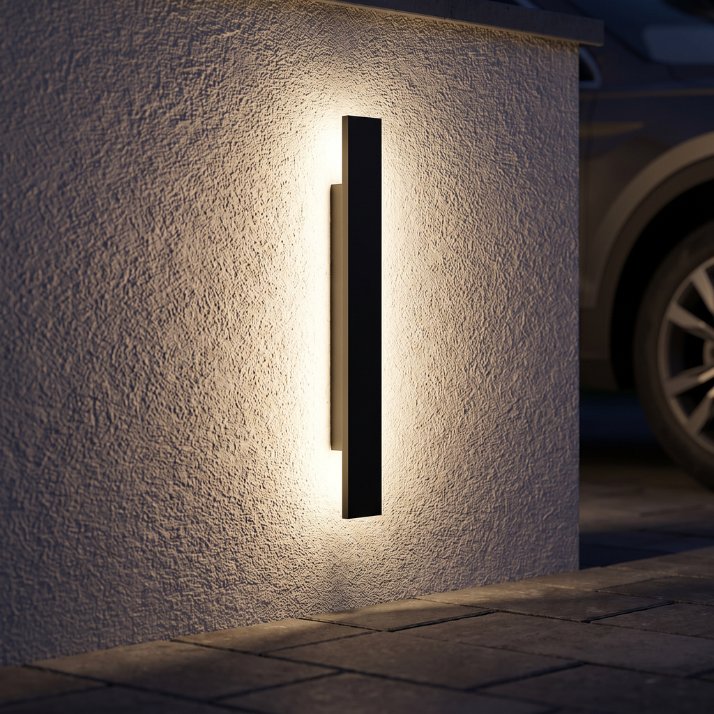 Udendørs væglampe til indkørslen, vandtæt IP65, LED-bånd, 41 og 61 cm, aluminium, op- og nedlys, sort og hvid