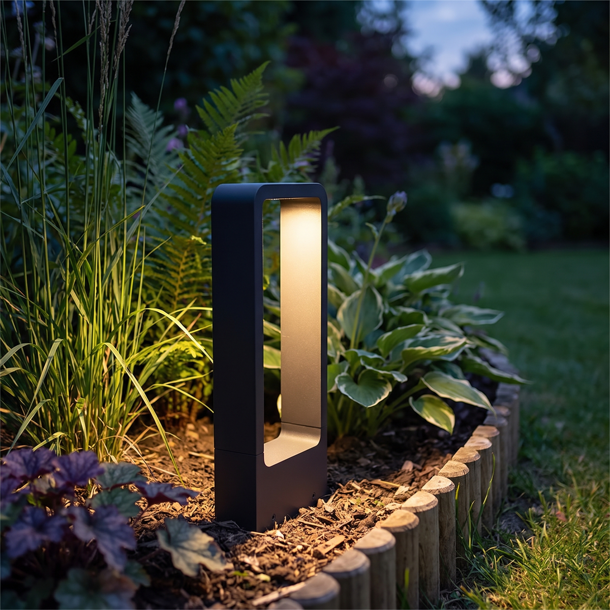 Bedbelysning til haven, LED på fod, IP68, vandtæt, 30-60 cm, sort aluminium, moderne gulvlampe