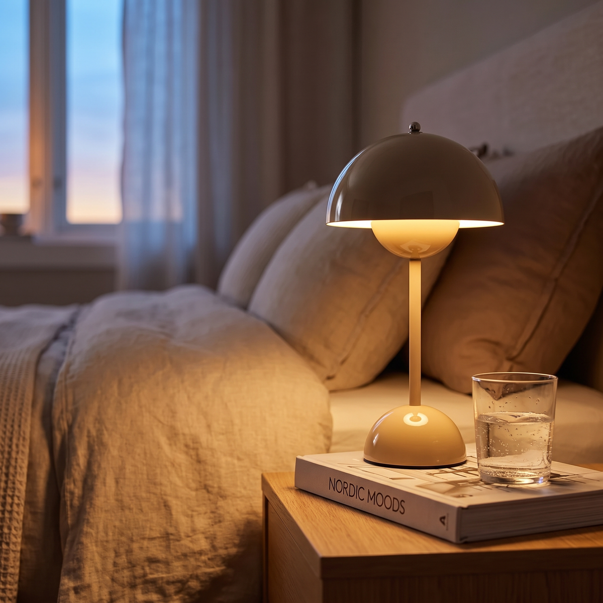 Genopladelig trådløs bordlampe, dæmpbar, LED, varm hvid, 30 cm, stemningslampe til natbord og stue
