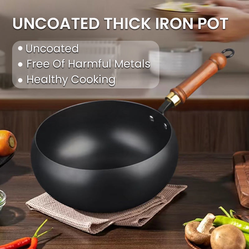 Wok i støbejern med låg, sort, ovnfast, 24 cm