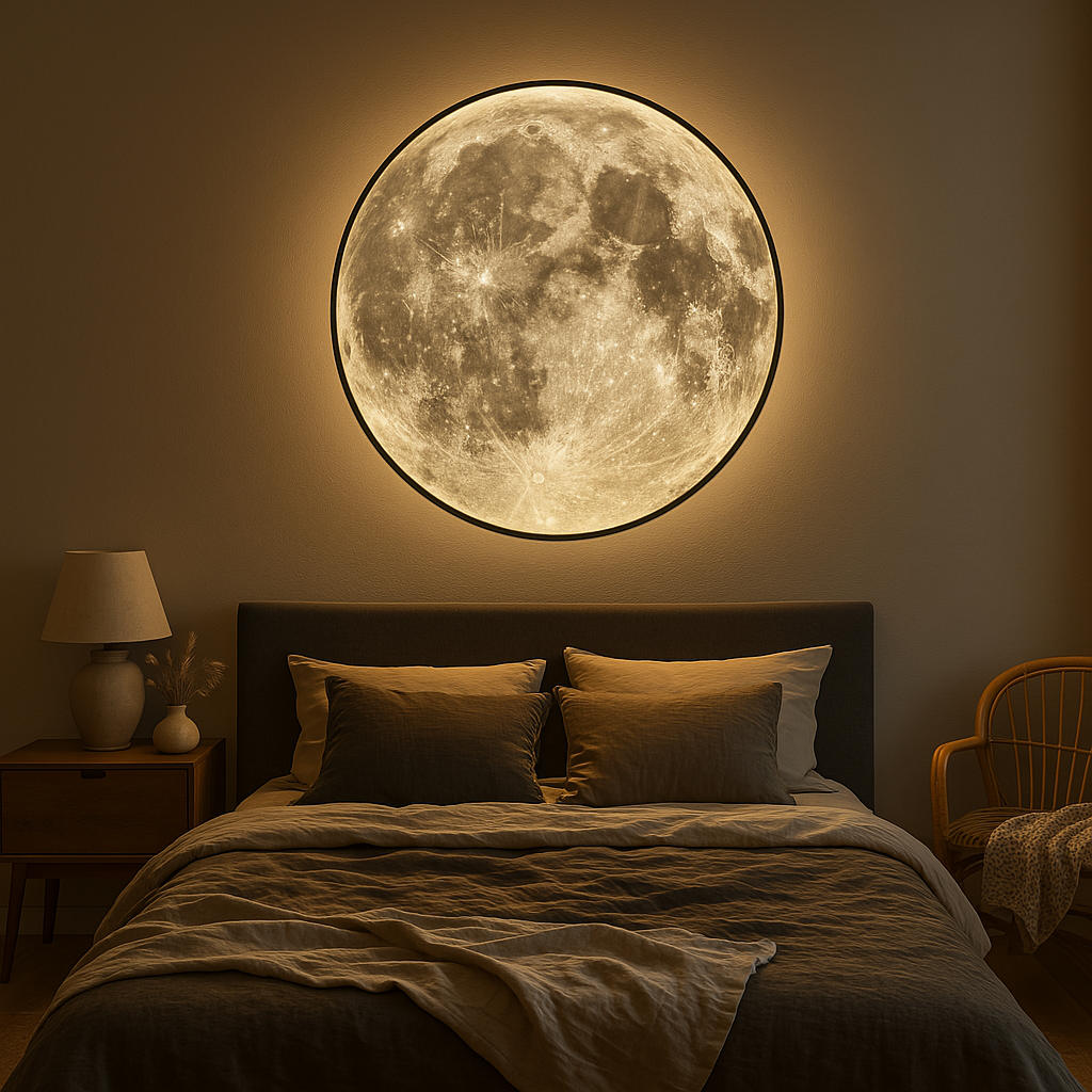 Månevæglampe med tre lysfarver, Ø 40-80 cm